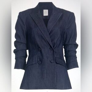 CINQ A SEPT Kris Double Breasted Denim Blazer